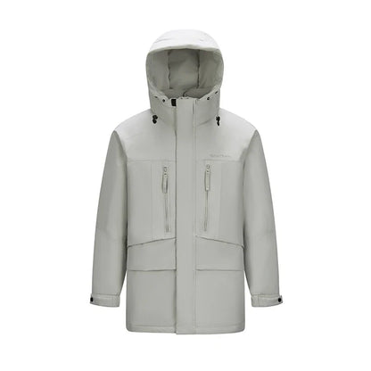 Down Jacket Men Mid-Length Hooded Sport Colorblock 2026 Winter Man Clothes Warm Outerwear Windproof Warm Colorblock Design