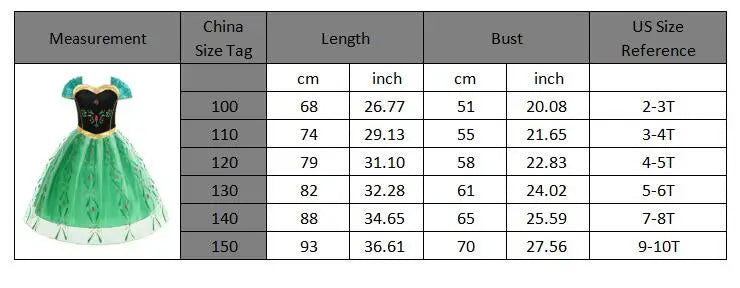 Elsa Anna Snow Queen Princess Dress for Girls Birthday Halloween Christmas Carnival Cosplay Outfit Kids 2-8Y Vestido