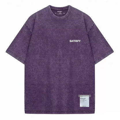Trendy SATISFY Running MothTech Muscle Round Neck Distressed Pure Cotton Printed Short Sleeve T-shirt Casual Loose Fit Youth ...