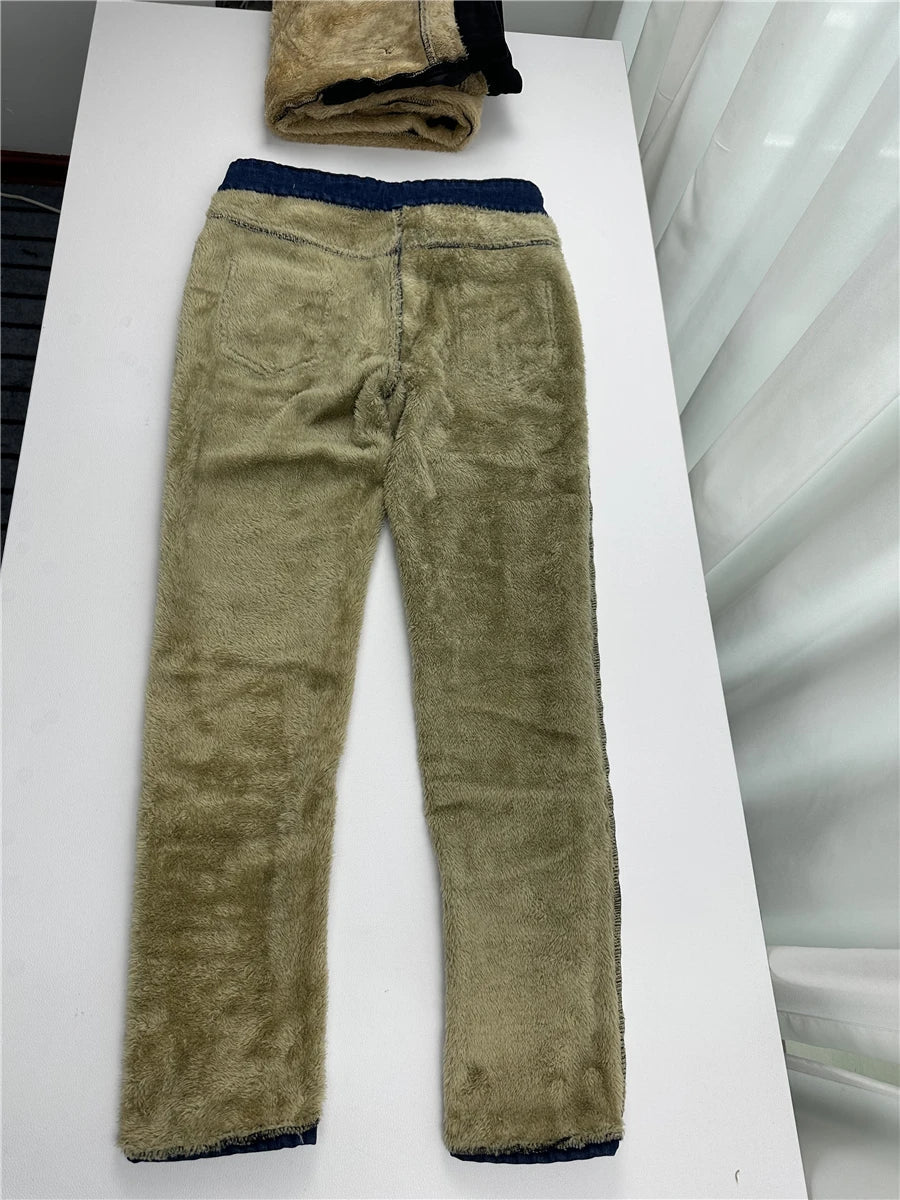 Winter Pencil Jeans Women Thicken Lamb Fluff Skinny Denim Pants High Waist Warm Lambwool Lined Stretch Vaqueros Big Size 34 Jean