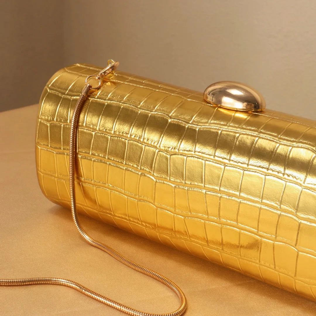 Chic Pu Leather Box Bag Female Glossy Golden Elegant Clutch Ladies Wedding/birthday Party Evening Purse Hard Purse and Handbag