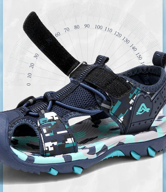 Summer Sport Sandals for Children's 5-16 Years Boys Breathable Anti-Slip Beach Shoes Outdoor Anti-Bump Closed Toe Sandails