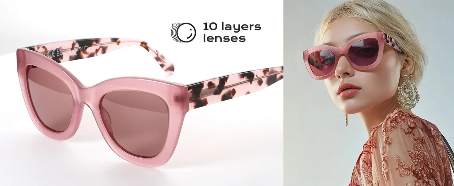 Handmade Acetate Polarized Sunglasses Fashion Square Shade UV400 Protection Sun Glasses for Women