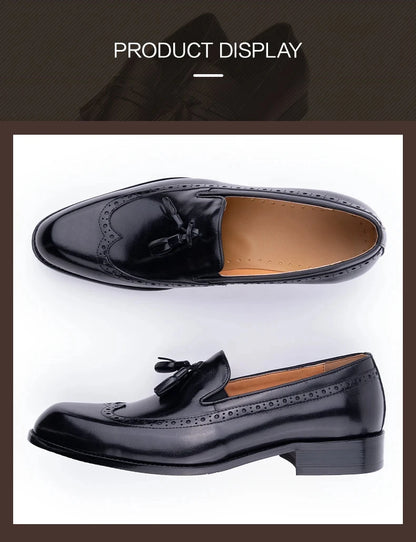 New Style Business Men Loafers Shoes Genuine Cowhide Handmade Sewing Casual Formal Wedding Party Slip on Pointed Dress Shoes Man