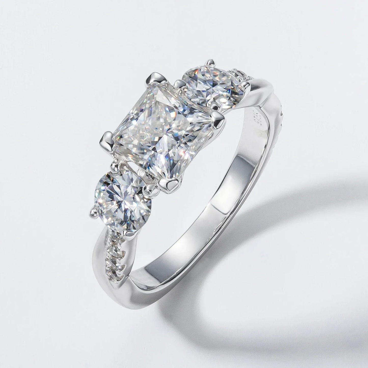 1.5ct Princess Cut Center Moissanite Bridal Rings Set  925 Sterling Silver Engagement Wedding Band Rings Wholesale