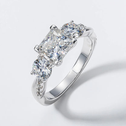 1.5ct Princess Cut Center Moissanite Bridal Rings Set  925 Sterling Silver Engagement Wedding Band Rings Wholesale