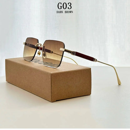 Rimless Sunglass Men Vintage 2025 Fashion Glasses Square Sunglasses Women Trendy And Fashionable Gafas De Sol Hombre Zonnebril