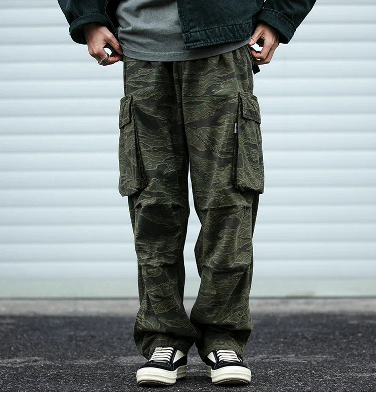 High Quality American Retro Ast Craft Camouflage Cargo Pants For Men Clothing Outdoors Tactical Pants Casual Baggy Trousers Male