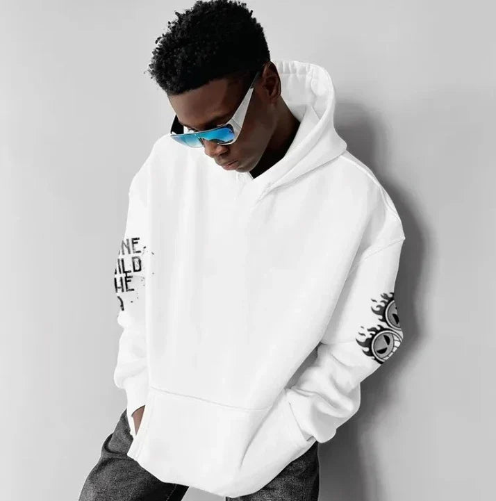 ONE PIECE Men's Hoodie Streetwear Loose Version Anime Skull Cross Logo Wings Pattern Casual Daily Wear Cotton 2025 Autumn/Winter
