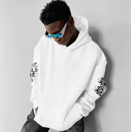 ONE PIECE Men's Hoodie Streetwear Loose Version Anime Skull Cross Logo Wings Pattern Casual Daily Wear Cotton 2025 Autumn/Winter