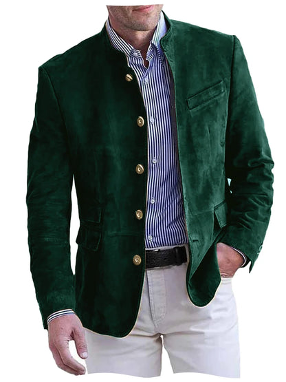 Autumn Winter Men's Casual Blazer Fashion Single-Breasted Snowflake Fleece Jacket Solid Color Daily Work Business Party Coats