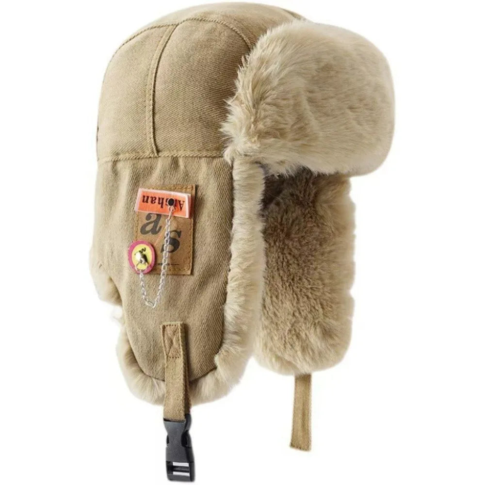 Fashion Thick Bomber Hat Faux Fur Waterproof Ear Protectors Hats Keep Warm with Ear Flaps Winter Hat Male