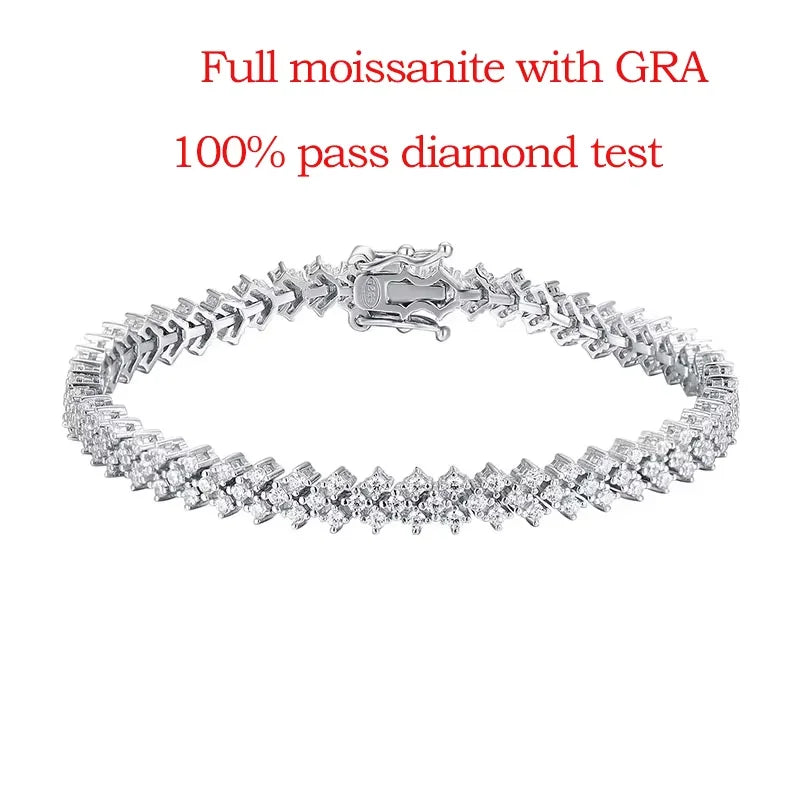 15-20CM 100% Real Moissanite Tennis Bracelets for Women Men's Hip Hop Sterling Silver 925 Chain Simulated Diamond Jewelry