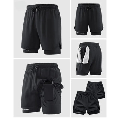 Men Running Shorts Gym Sports 2 in 1 Camo Quick Dry Workout Training Gym Fitness Jogging Short Sweatpants Summer Men Sportswear