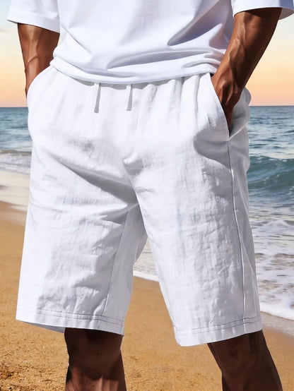 Men Light Blue Quick Dry Beach Shorts Elastic Drawstring Waist Loose Fit Knee Length Swim Trunks Lightweight Breathable Casual Vacation Board Shorts With Side Pockets