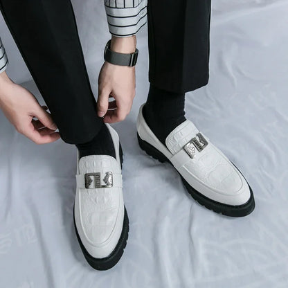 Mens Loafers Party Business Thick Soled Men Leather Shoes Dress Platform Shoes Comfortable Fashion New Casual Shoes for Men