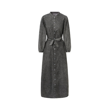 AP SS26 Women Lightweight Denim Dress Cotton Black and Blue Maxi Dress