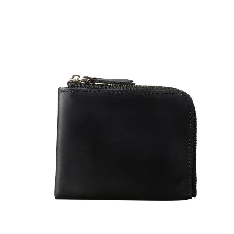 Men Genuine Leather Zipper Wallet Simple Card Holder Bag Business Wallet Portable First Layer Cowhide Coin Purse