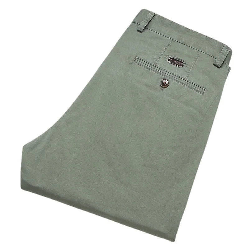 97% Cotton Casual Pants Mens Spring Summer  Clothing Straight Green Black Khaki Trousers Male Brand Bulk Clothing Wholesale