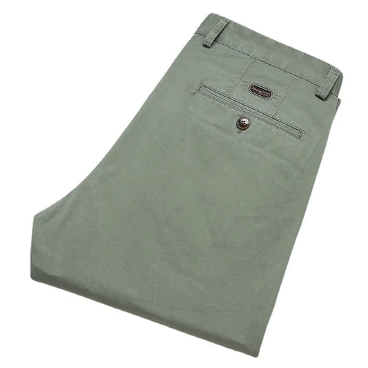 97% Cotton Casual Pants Mens Spring Summer  Clothing Straight Green Black Khaki Trousers Male Brand Bulk Clothing Wholesale
