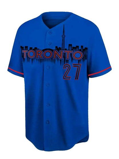 Boyfriend Style Men's Toronto Baseball Jersey Embroidery Loose Uniforms Breathable Outfits Casual Sports Short Sleeves Shirts