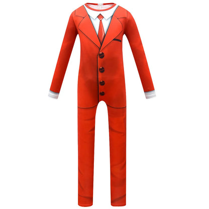 New Pocket Devs VR Game Costume Kids Boys Red Suit Man Cosplay Long Shirt Pants Jumpsuit Mask Birthday Halloween Party Costume