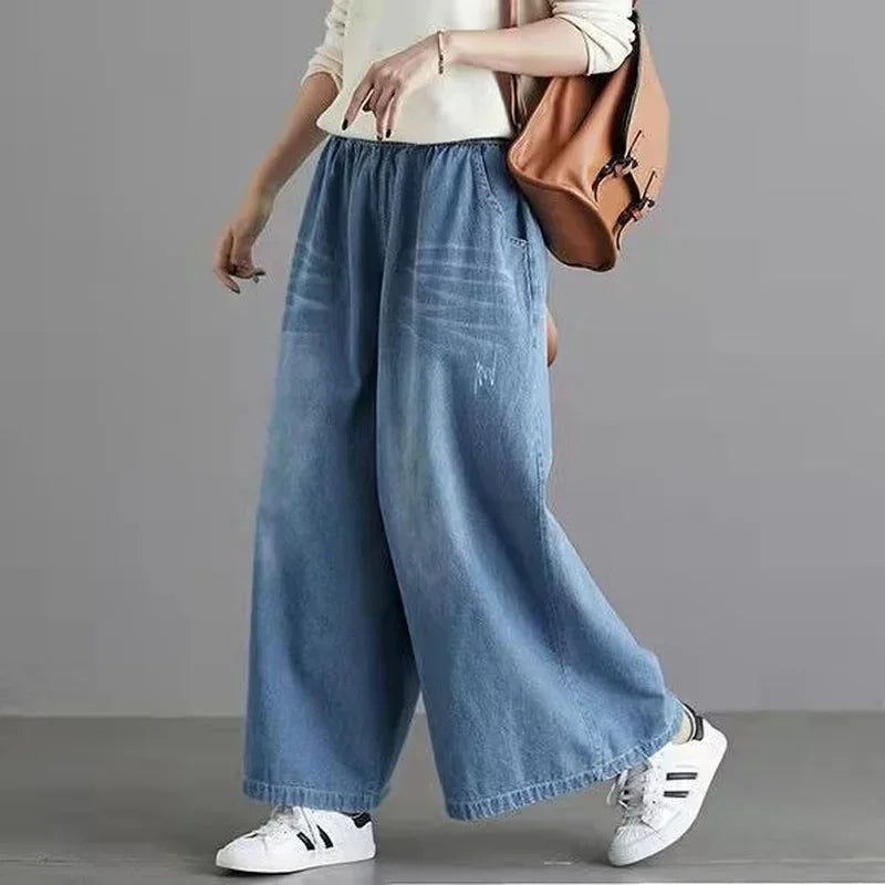 2024 baggy jeans Women y2k New Casual Streetwear Denim Pants Wide leg Street Style Vintage High Waist Pockets ripped Jean Femme