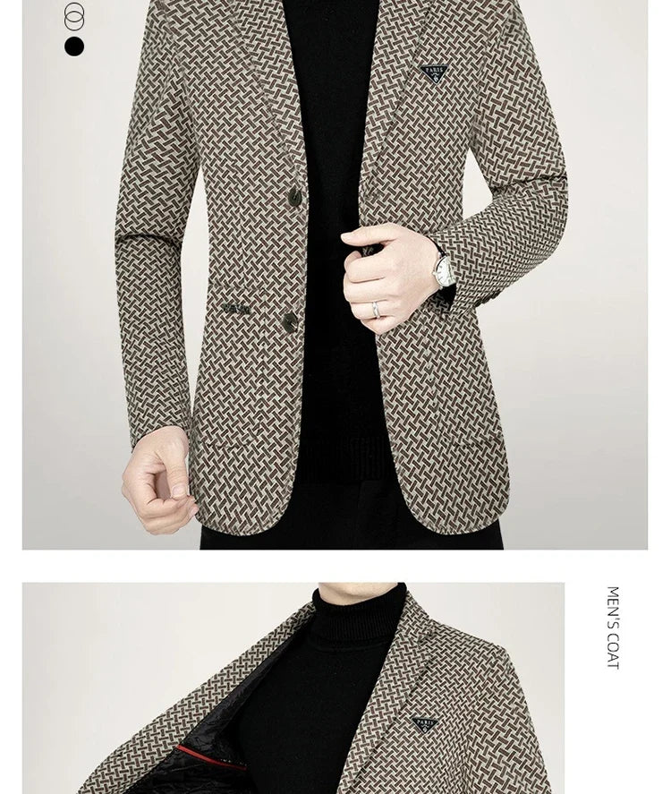 2026 Spring New Men's Blazer Business Casual Suit Jacket Middle Aged Male Fashion Office Wear Outerwear Top