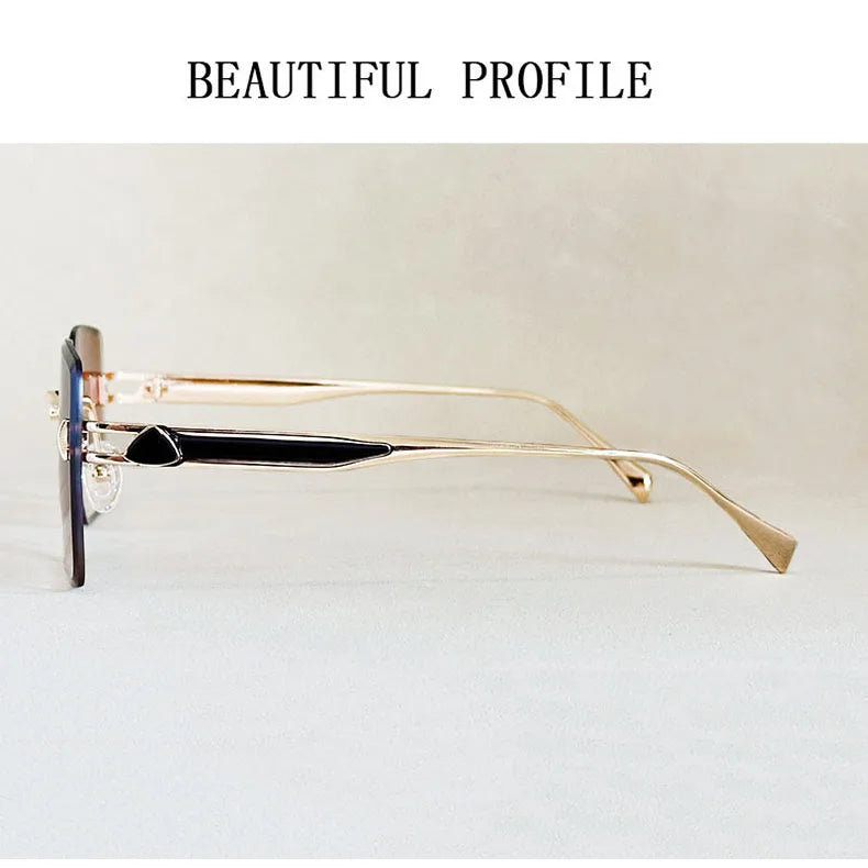 2025 Rimless Sunglasses Women Trendy Vintage Square Fashion Glasses Sunscreen Lentes De Sol Mujer Lunette Soleil Femme Zonnebril
