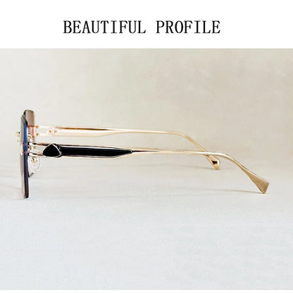 2025 Rimless Sunglasses Women Trendy Vintage Square Fashion Glasses Sunscreen Lentes De Sol Mujer Lunette Soleil Femme Zonnebril