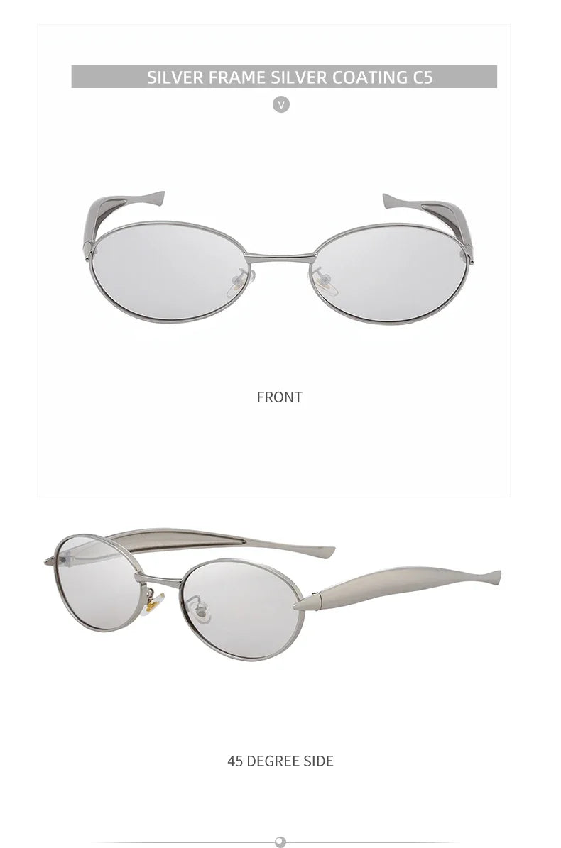 Sexy Small Oval Punk Sunglasses Women 2026 Luxury Vintage Steampunk Metal Frame Sun Glasses For Ladies Trendy Traveling Shades