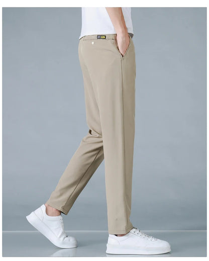 2025 Spring Summer Ultra-thin Men's Casual Pants Slim Straight Leg Elastic Waist Sports Jogging Trousers Fashion Men Golf Pants