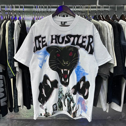 Masked Angel letter Rhinestone print Short Sleeve T shirts Men Women Fashion Harajuku Loose cotton casual Shinning Diamond Tees