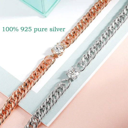 Bracelet en argent avec moissanite 1 carat couleur D pour femmes et hommes, bracelets classiques scintillants style hip-hop en argent sterling 925 Shani Abergel