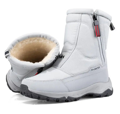 Waterproof Men Women Snow Boots High Top Ankle Winter Boots Platform Warm Plush Man Cutton Shoes Outdoor Non-slip Snowboots Male