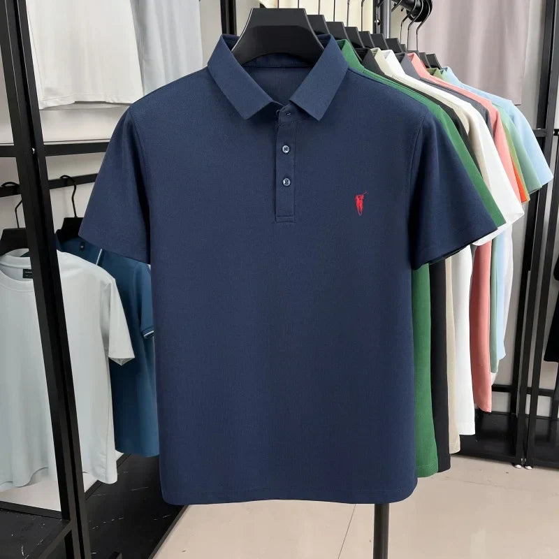 Luxury brand pony embroidery short sleeve polo shirt summer breathable solid color casual men T-shirt fashion high-end Paul top