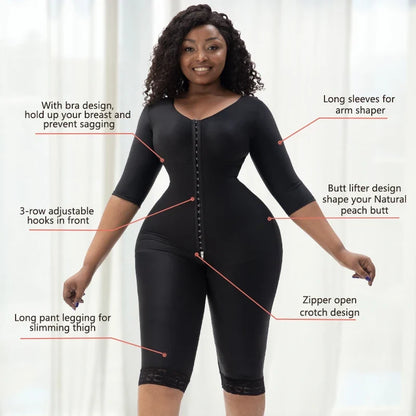 360° Full Body Lipo Post-op Recovery Shapewear Bodysuit Thigh And Arm Trainer Butt Lifter Tummy Control Body Shaper With Bra
