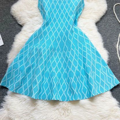 Brand Fashion A-line Short Women Dress Elegant Y2K Geometric Knitted Summer Dress Female Harajuku Black Party Vestidos