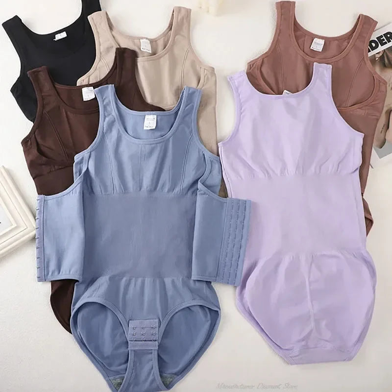 2025 New Bodysuit Shapewear With Zipper Belt Women Tummy Control Fajas Body Shaper Waist Trainer Slimming Cincher Corset Tops