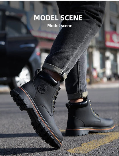 high-top Work Boots For Men Anti-smash Anti-puncture Work Shoes with Steel Toe leather safety shoes men for work waterproof shoe