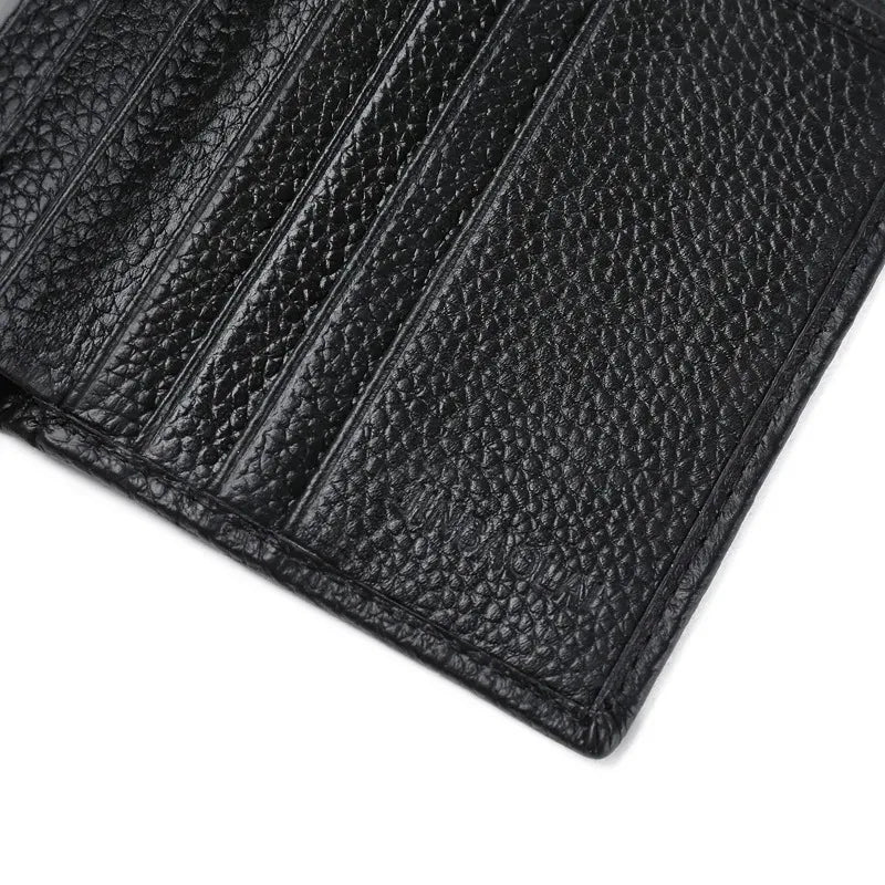 100% Genuine Leather Men Wallet Premium Product Real Cowhide Wallets For Man Short Black Credit Card Cash Receipt Holder Purse