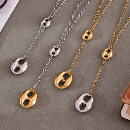 Nivora Double Pig Nose Clasp Pendant Stainless Steel Y Shape Chain Necklaces For Women Wedding Charm Drop Choker Women Jewelry