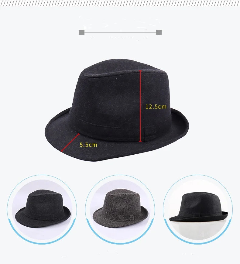 Winter Solid Woollen Fedoras For Men Top Jazz  Hat Adult Bowler Hats Classic Version Chapeau Hats
