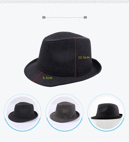Winter Solid Woollen Fedoras For Men Top Jazz  Hat Adult Bowler Hats Classic Version Chapeau Hats