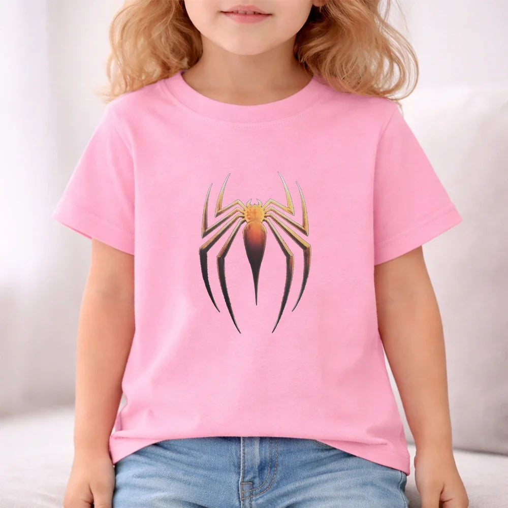 Red Spider Kids Summer T-shirt+Shorts Boy black Girl pink Round Neck Short-sleeved Toddler age 3-12 Casual loose Set print