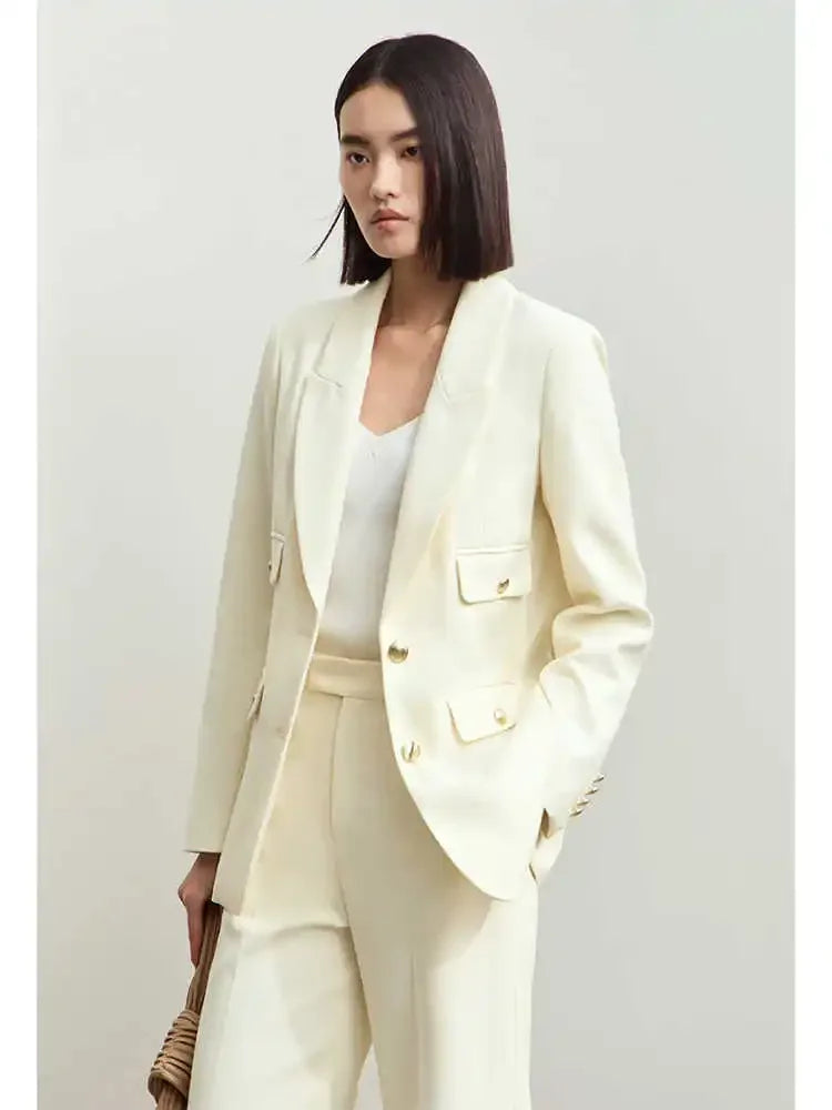 Minimalist Blazers Women Autumn 2024 Clothing Vintage Buttons Up Coat Basics Long Sleeve Jacket Office Lady Blazer 12453051