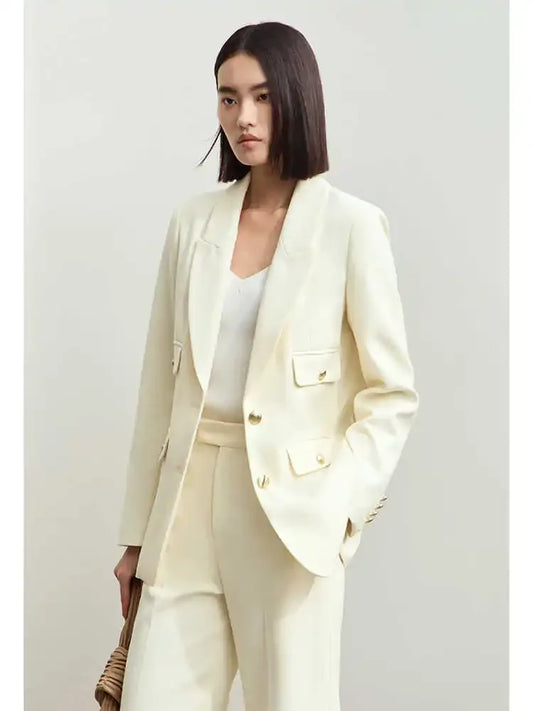 Minimalist Blazers Women Autumn 2024 Clothing Vintage Buttons Up Coat Basics Long Sleeve Jacket Office Lady Blazer 12453051