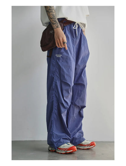 Men's Summer Outdoor Quick Dry Pants Loose Straight Leg Joggers Casual Hiking Trousers Unisex Breathable Streetwear Asian Size