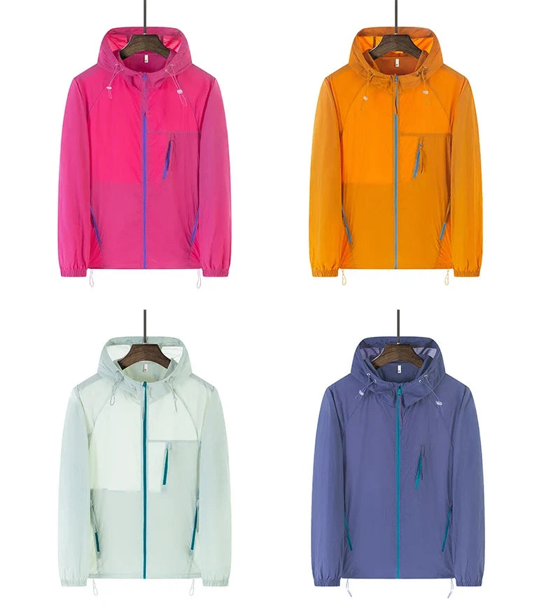 Summer Windbreaker Men Women Lightweight Sun Protection Jacket Unisex Camping Climbing Hiking Outdoor Waterproof Coat