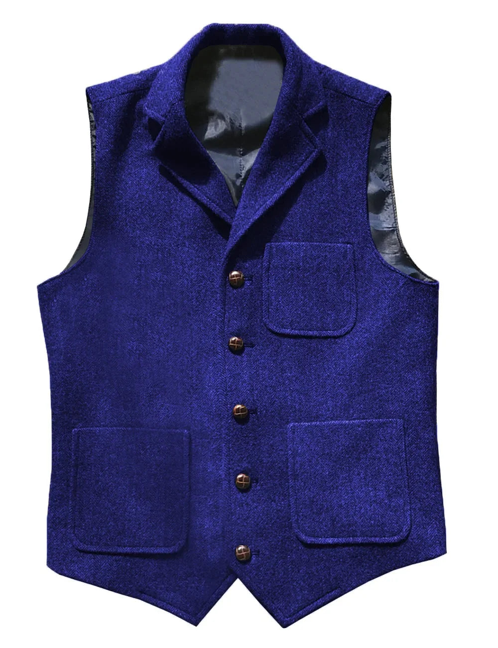 Men Vest Brown With Lapel Pocket Single Button Waistcoat For Wedding Birthday Formal Business Casual Banquet Work Men Suit